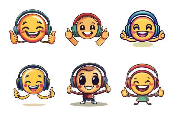 Little Girl Listening to Music: Premium AI EPS Illustration Set