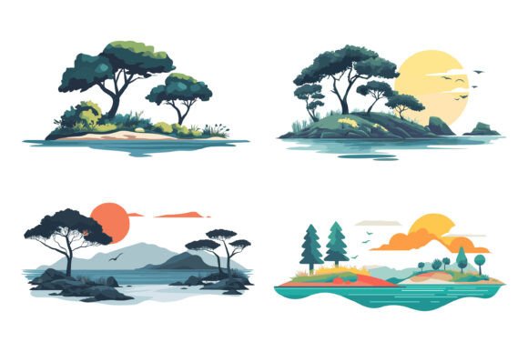 Set of Natural Landscapes for Designers